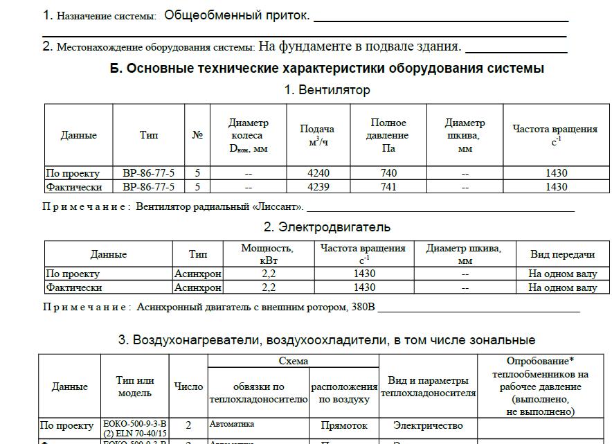 Паспорт на приточную установку