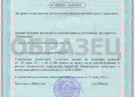 Документы для перевозки груза в белоруссию