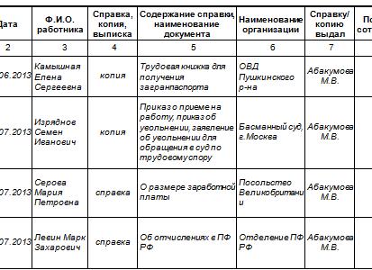 Журнал регистрации справок