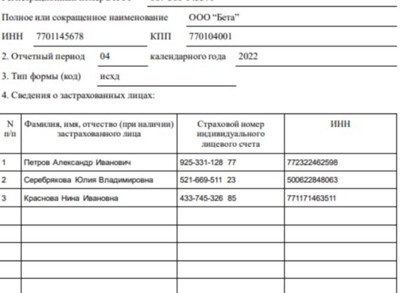 СЗВ м на бумажном носителе