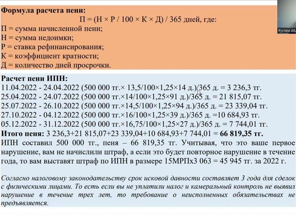 Срок давности пени
