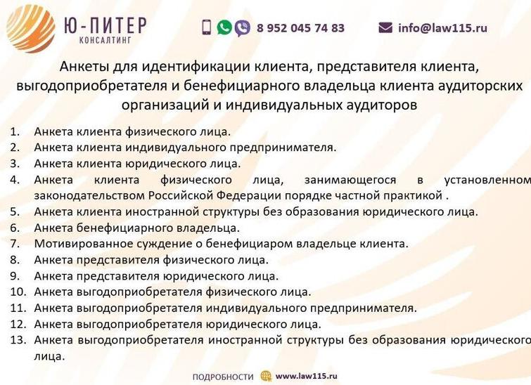 Анкета выгодоприобретателя