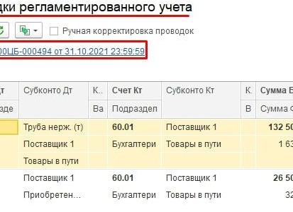 Товары в пути проводки