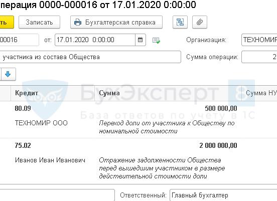 Выход участника из ООО проводки