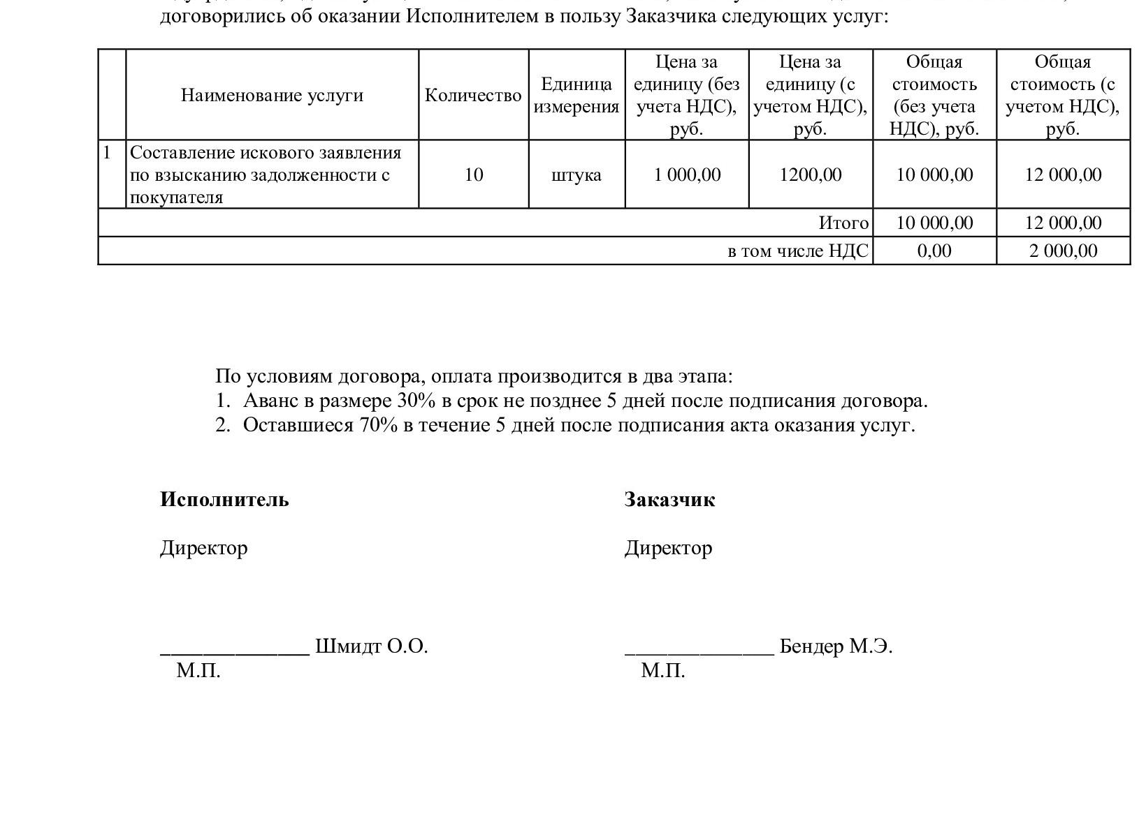 Спецификация на услуги, образец