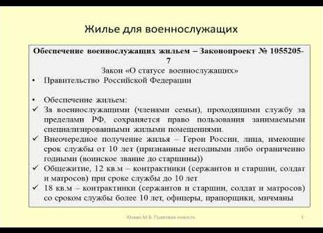 Право военнослужащего на жилье