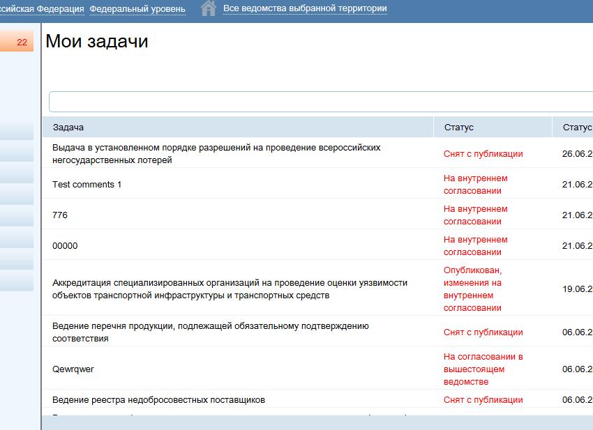 Реестр государственных услуг