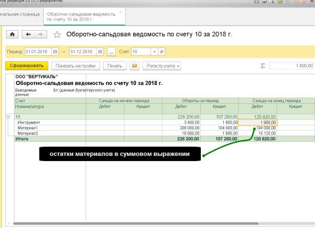 Счет 10 материалы