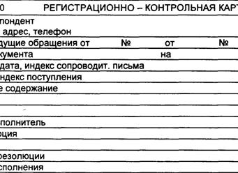 Регистрационно контрольная карточка документа