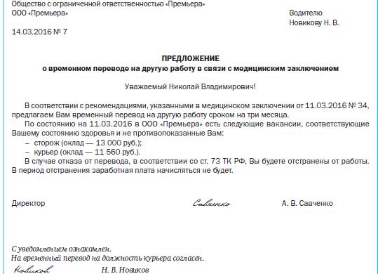 Рапорт на нижестоящую должность