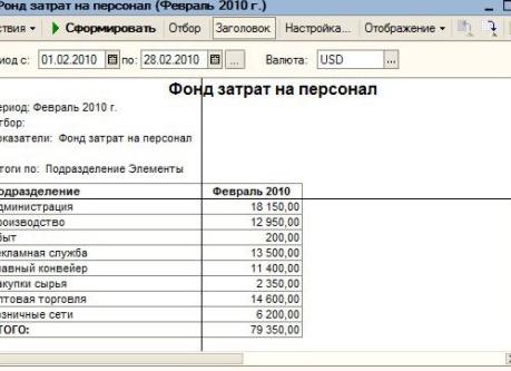 Справка о ежемесячном фонде оплаты труда, образец