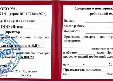 Удостоверения по охране труда