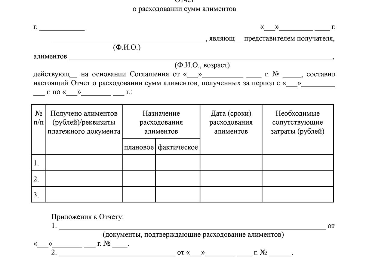 Отчет по алиментам