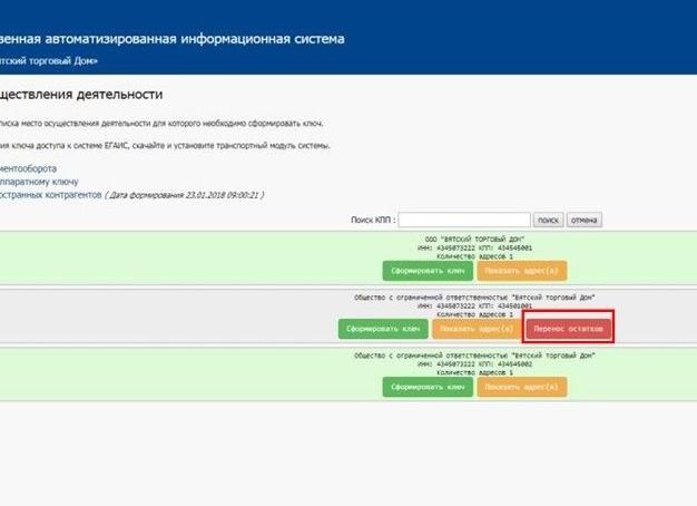 Перемещение алкоголя между обособленными подразделениями