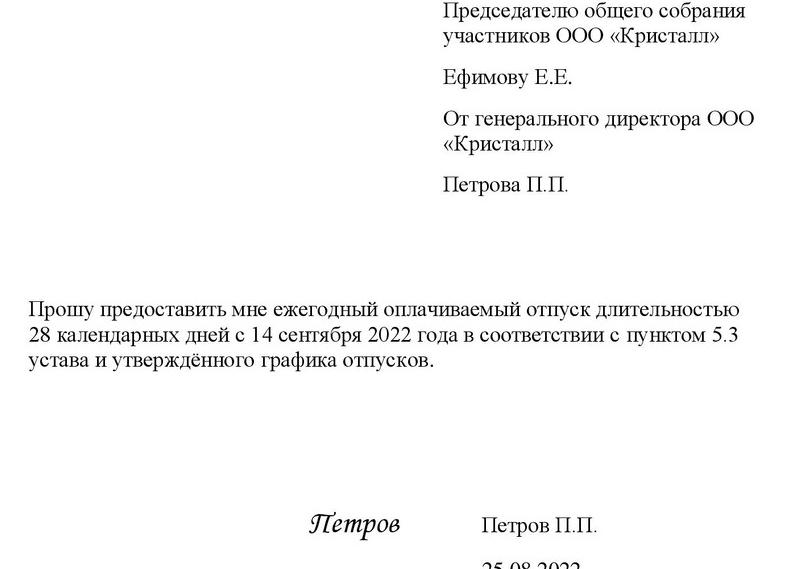 Заявление генеральному директору, образец