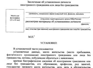 Заключение об установлении личности