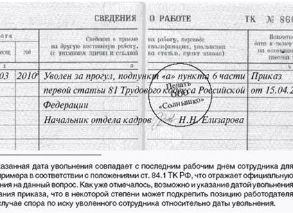 Увольнение задним числом за прогул